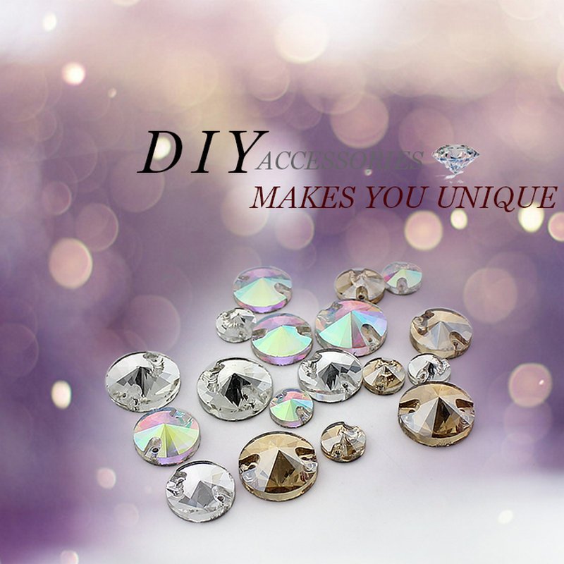 Qiao Sparkling 8mm-16mm Round Crystal AB Color Silver Rhinestone Sewing Stones Spacer Buttons for Garment Jewelry