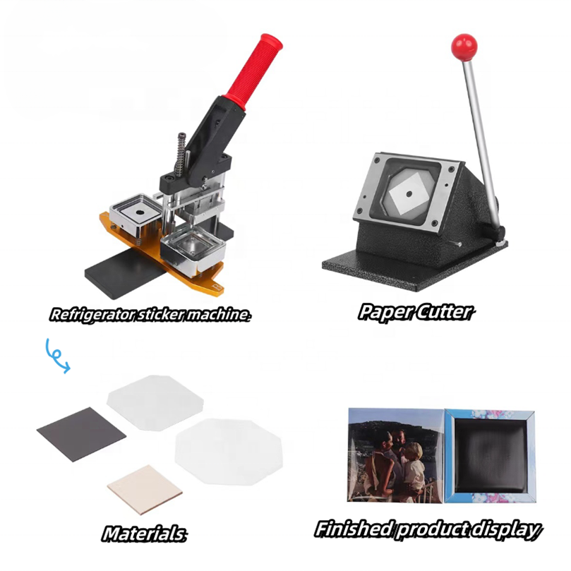 Plastic Manual 53x80mm Refrigerator Photo Fridge Magnet Making Machine New Metal Button Square Fridge Magnet Making Machine