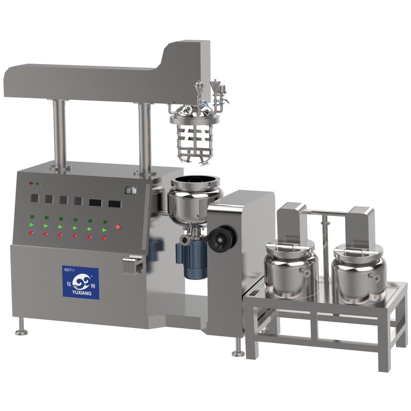Cosmetics Cream Making Machine 50L-200L Vacuum Lotion Mixer Homogenizer Blending Mixing Tank Emulsifying Chemicals Pump Motor