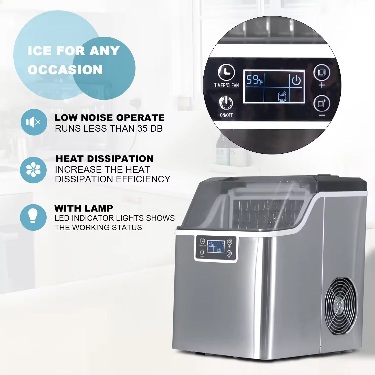 Ice Maker Machine 20kg Mini Portable Ice Cube Block Making Automatic Countertop Ice Machines For Business Price Commercial Home