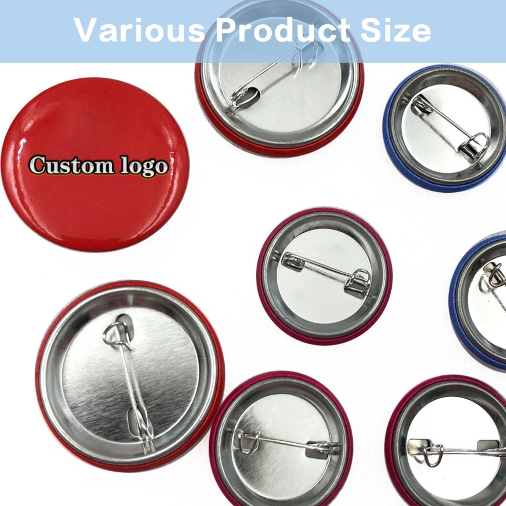 Promotional Custom Logo Sublimation Round Kpop Anime Safety Pin Back Tin Maker Blank 75mm 44mm 58mm Metal button Pin Badge