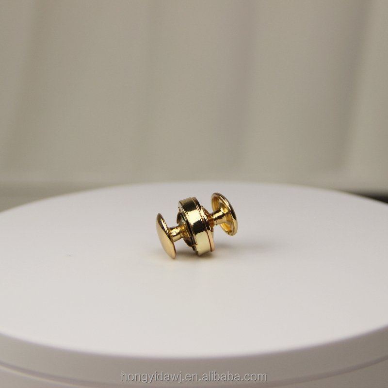14mm Double Rivet Copper Magnetic button for handbag Light gold Metal snaps for purse and clothes