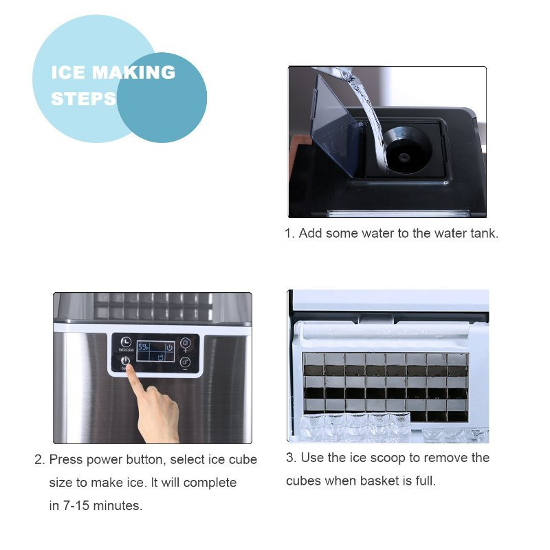 2023 Intelligent LCD panel industrial ice cube maker /automatic commercial ice cube making machine