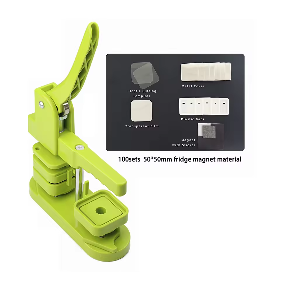50*50mm Square Plastic Button Maker+100PCS Magnet Material+100PCS Blank paper+ Cutting Template