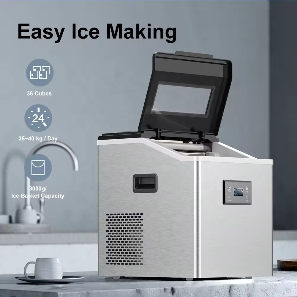 PANCERKA hot selling automatic electric countertop ice cube block makers portable Self-Cleaning small making machines for 50kg