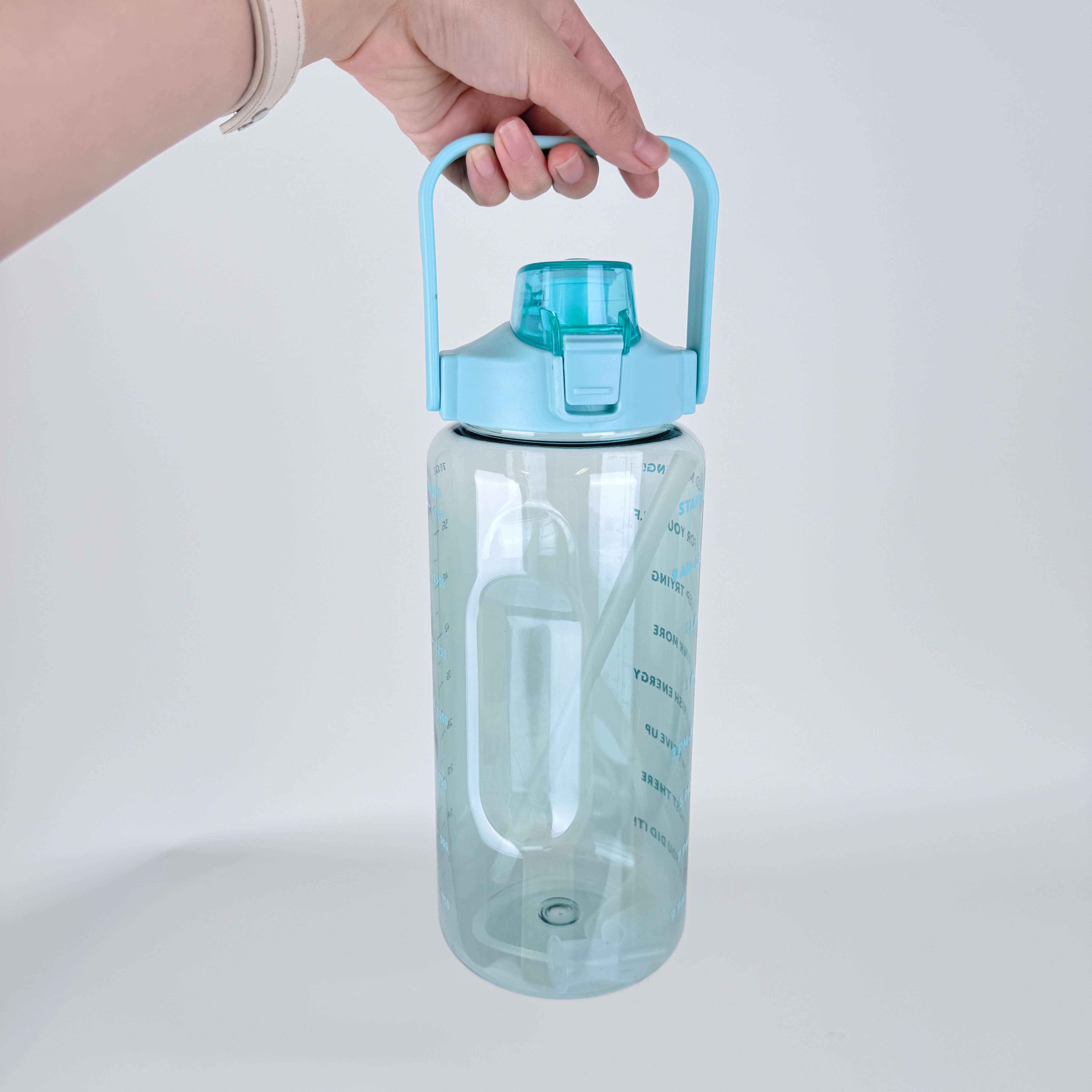 Gradual color transparent plastic cup 2000ml outdoor sports portable large-capacity sports water cup