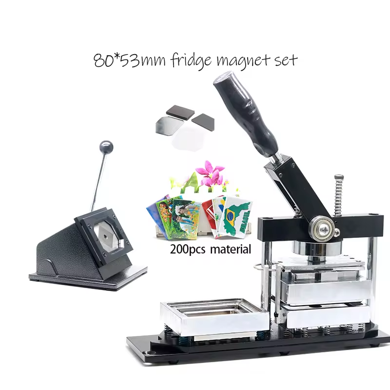 Rectangle 80*53cm Fridge Magnet Button Badge Making + 80*53mm Paper Cutter + 200pcs Fridge Magnet Component