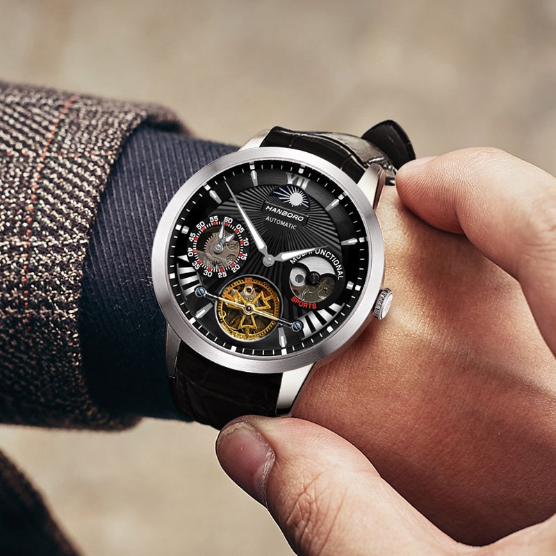 New double calendar business stainless steel glow-in-the-dark waterproof fashion automatic mechanical men's watch
