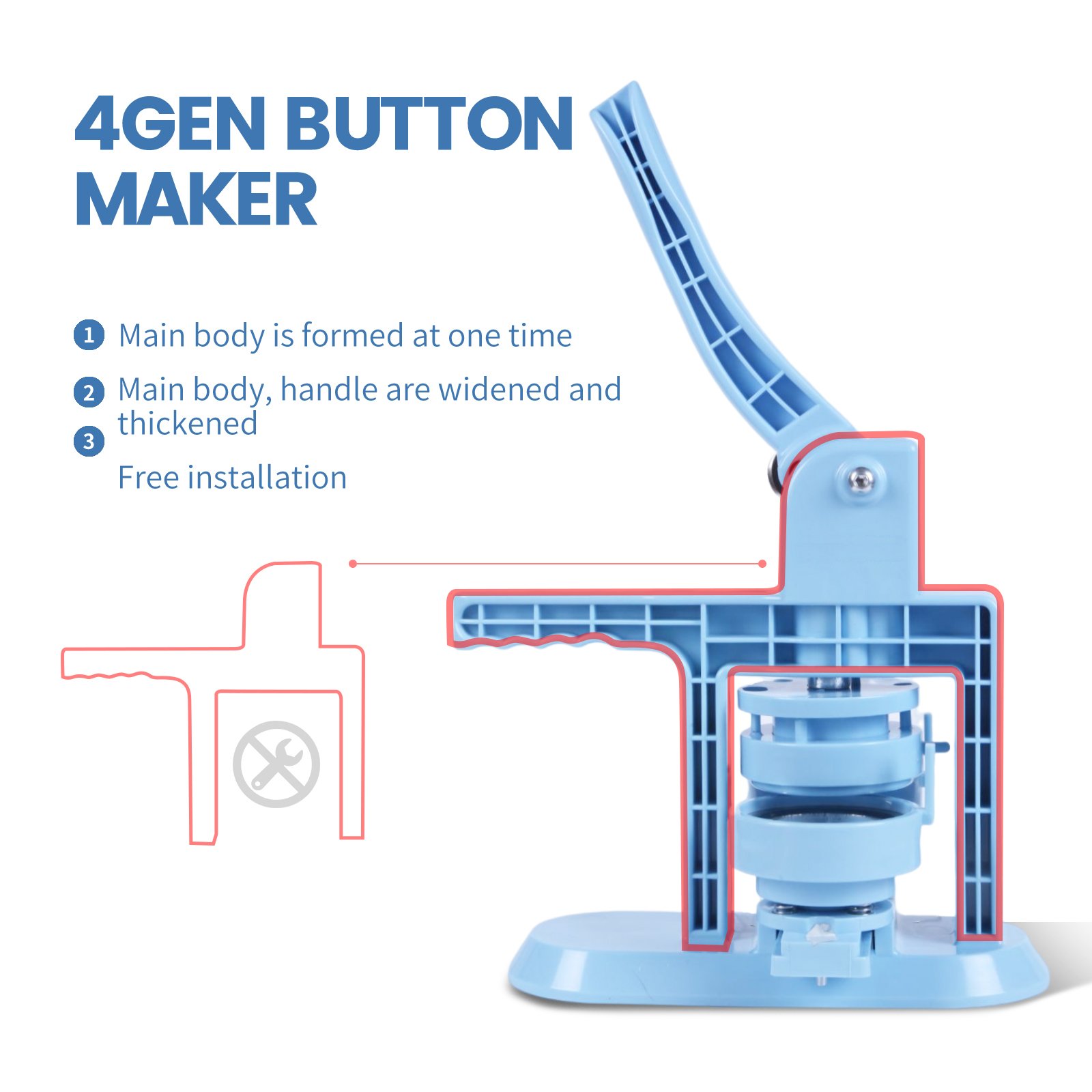 Rectangle 90*65mm fridge magnet machine with 90*65mm cutter +1000pcs material +free blue plastic badge machine set