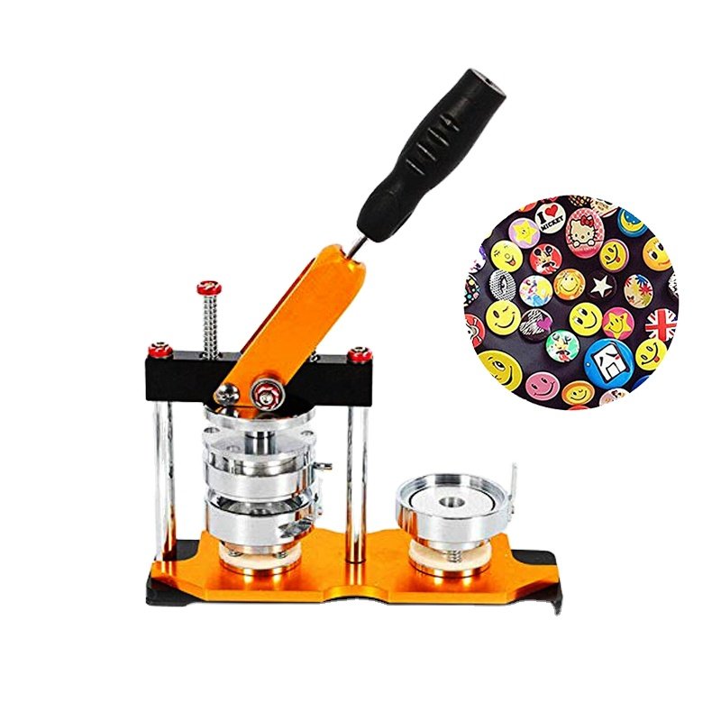 high quality button making machinerotating badge maker metal button press machine free cutter 500pcs pin badge