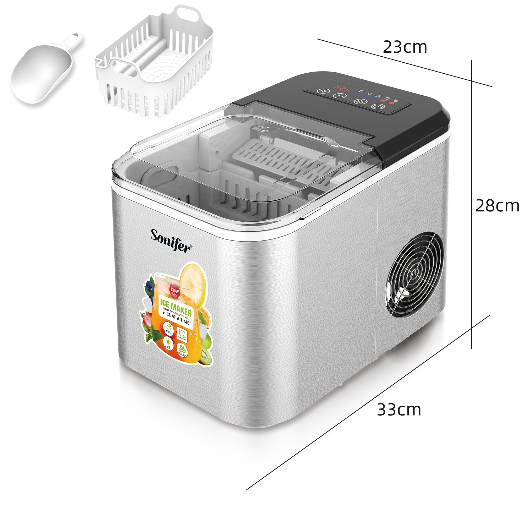 Sonifer SF-6525 Home Use High Efficiency Ice Maker Machine 1.6L Water Tank Small Automatic Electric Clear Mini Ice Maker