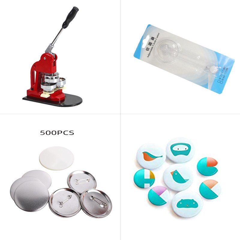 Button Maker Machine Pin Badge press machine with metal pin back button material 500set