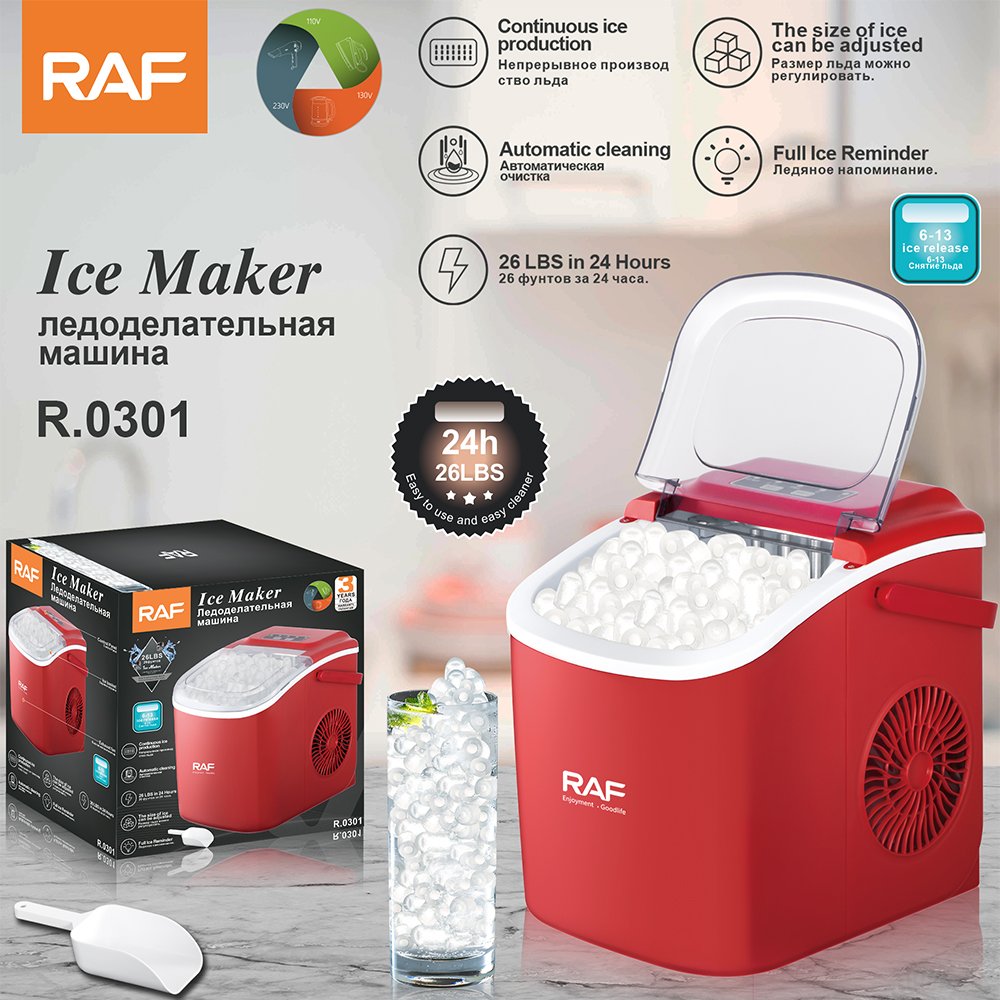 RAF New Automatic Fast Self Cleaning Countertop Ice Cube Maker Ice Machine 24H Counter Top Ice Maker