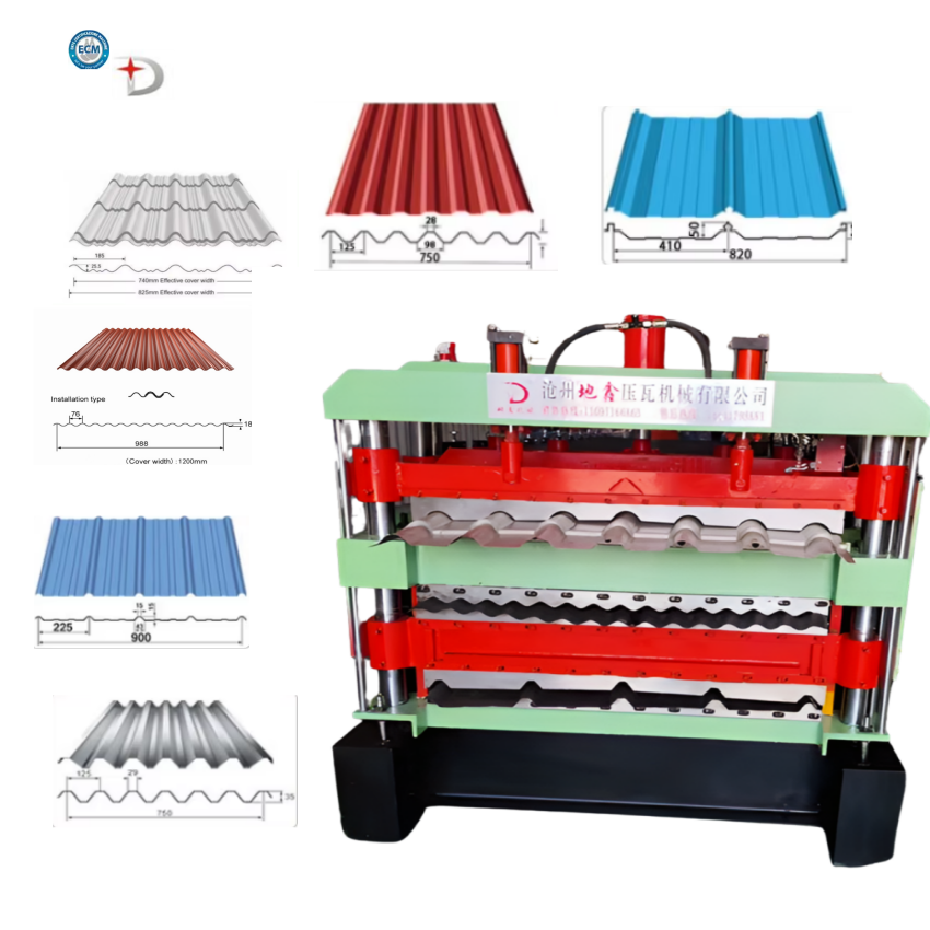 2024 Hot Sale CNC Three Layer Roll Forming Machine Corrugated Zinc Roofing Sheet Metal Roof Making Machine Tile Making Machinery
