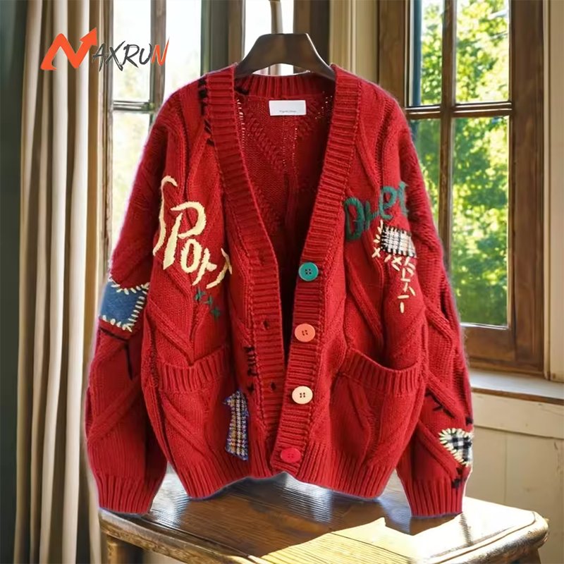 Make your own logo knit cardigan sweater coat for women slouchy casual loose sweater