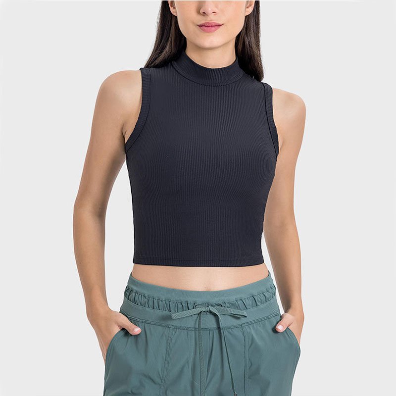 Custom Manufacturer for Womens Sleeveless Racerback Crop Top Shirt Casual Basic Cotton Bamboo Viscose Ribbed Fitted Tank Top