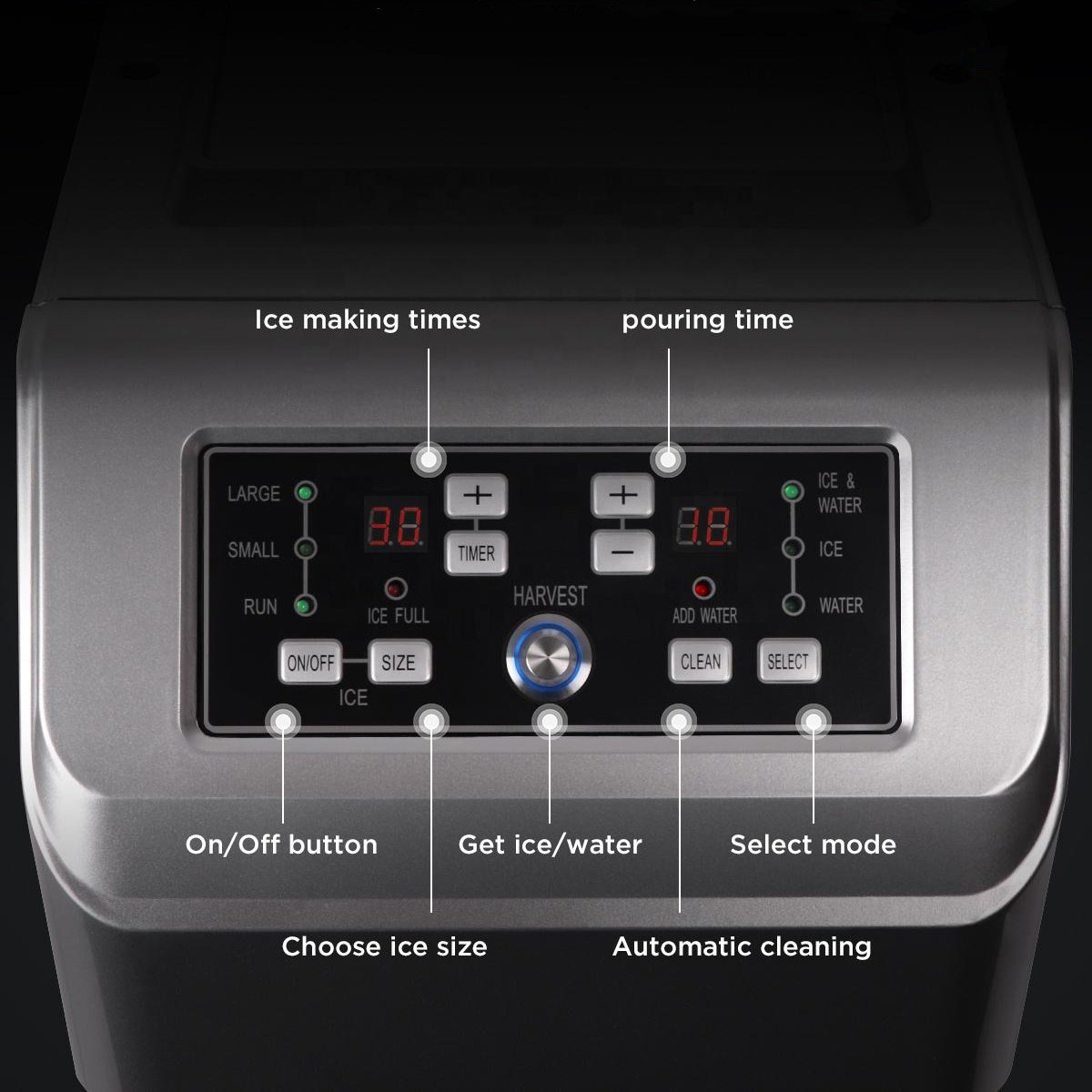 Countertop Ice Maker Water Dispensers Bullet Nugget Ice Block Making Machines For Commercial Home Business Automatic Coffee