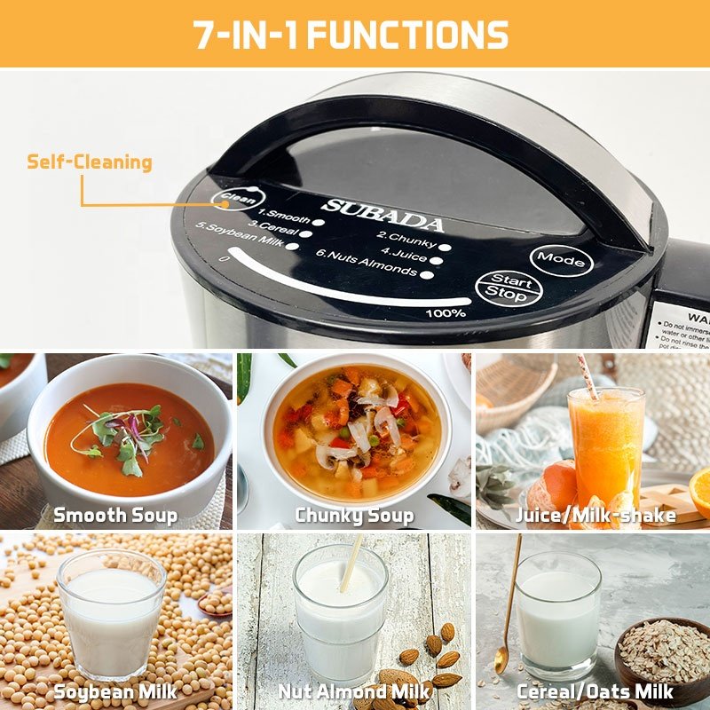 OEM & ODM 1.2L stainless steel Multifunctional soup maker & Soy Nut Milk machine Kitchen appliance Food processor