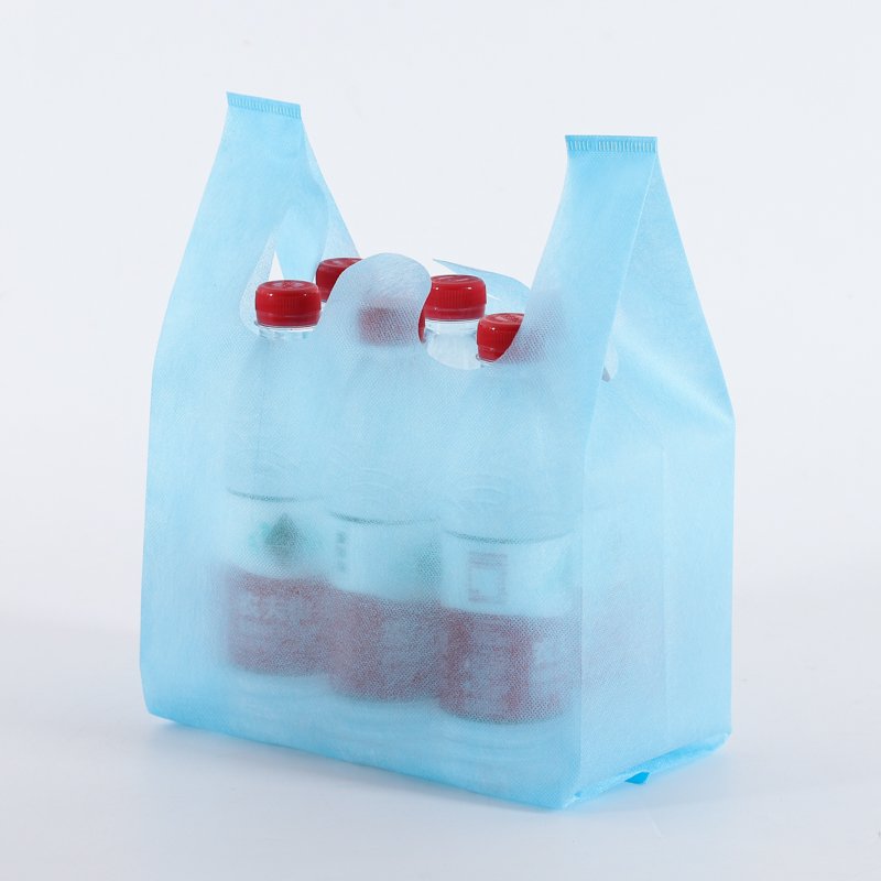 Custom Eco Friendly Non Woven Vest Handle Bag Non Woven T Shirt Bag W Cut Nonwoven Bag