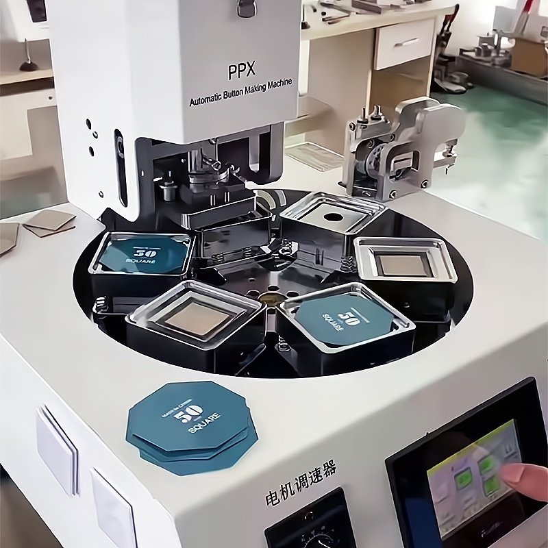 factory semi-automatic 50X50mm square pneumatic fridge magnet button badge machine photo magnet machine manufacturer