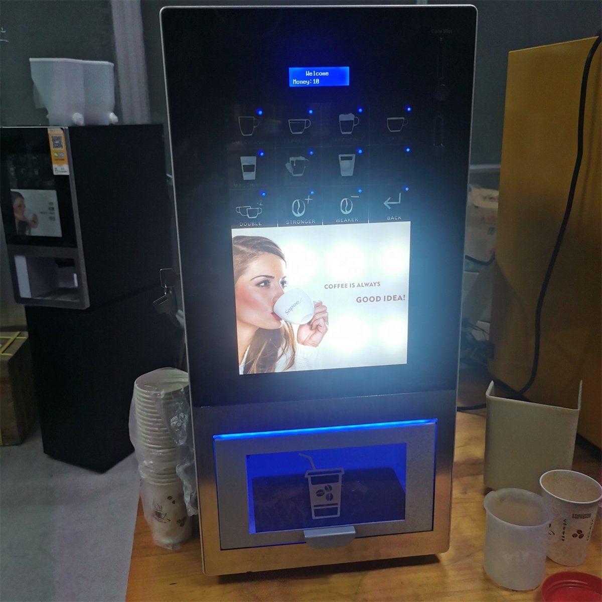 Smart integrated desktop freshly ground coffee vending machine touch button fully automatic espresso bean to cup coffee machine