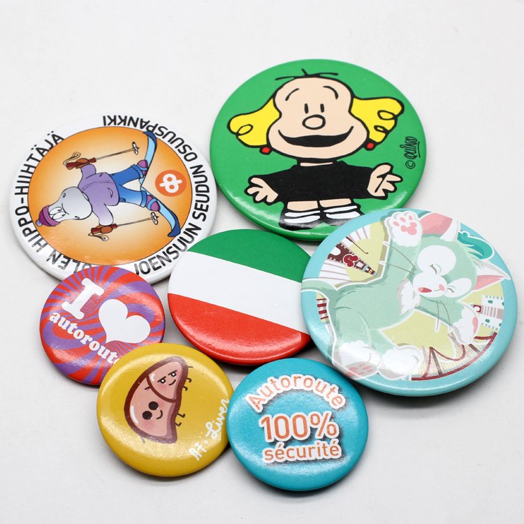 Button Badge Maker Wholesale Custom 58mm Printed Design Logo Blank Plastic Magnetic Pins Round Tin Button Badge