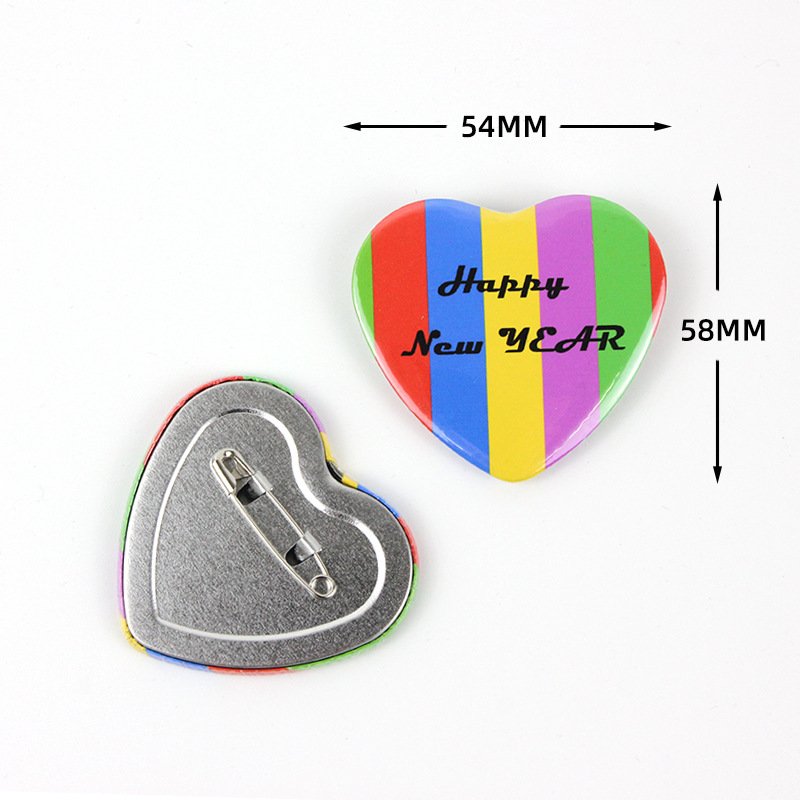 Factory cheap Metal heart-shaped Blank Button Badge for Button Maker Machine Slick Metallic Back badge making Part Round DIY Pin