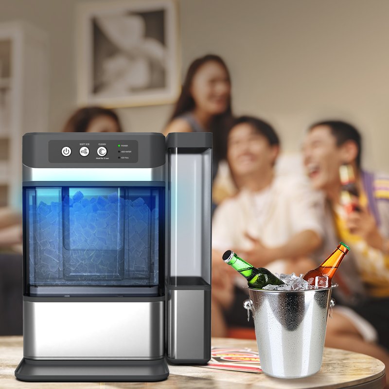 22Kg/24H Portable Ice Maker Water Tank Self-Cleaning Countertop Ice Machine Nugget Ice Cubes For Home Kitchen Office Bar Party