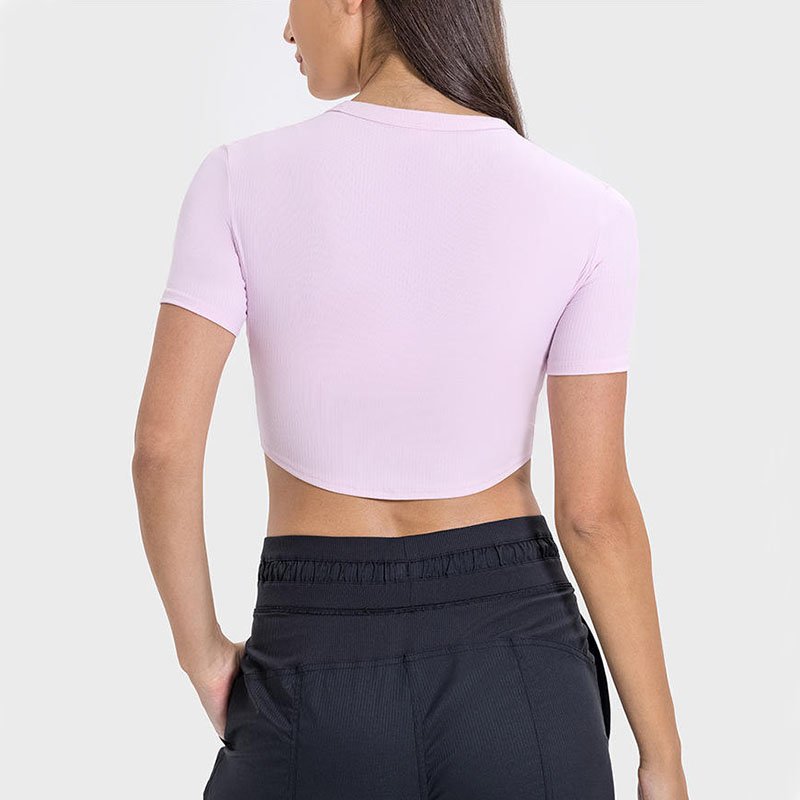 Custom Manufacturer for Womens Sexy Short Sleeve Crewneck Ribbed Knitted Tank Crop Tops in Bamboo Cotton Blend Viscose with Tags
