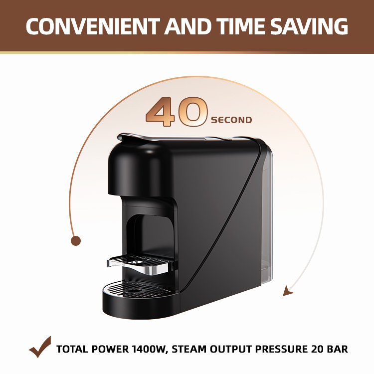 Easy Operate Household 1400W Single Button Capsule Coffee Machine