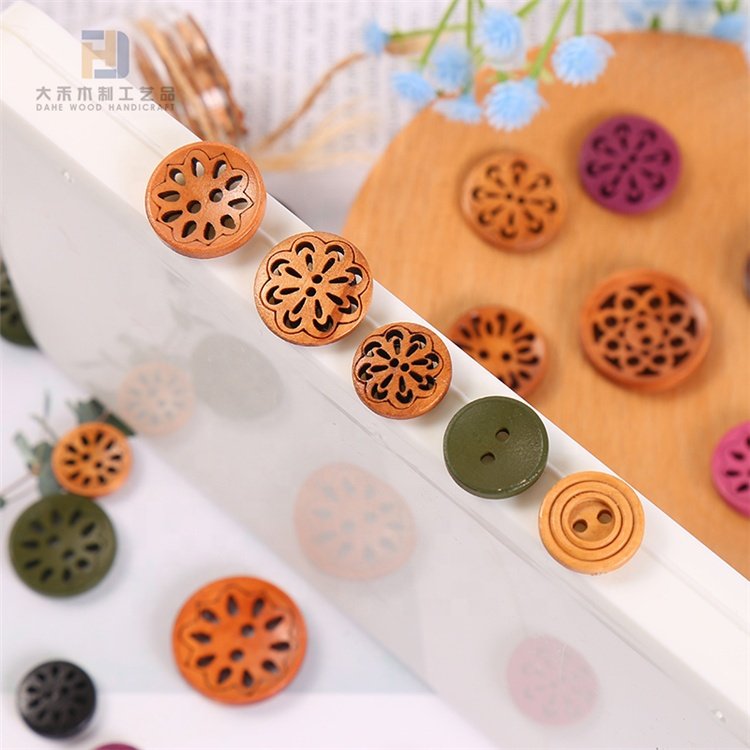 Wooden Button Printed Laser Engraved Wood Kids Buttons for Crafts Making and Sewing Project Machine Supplier