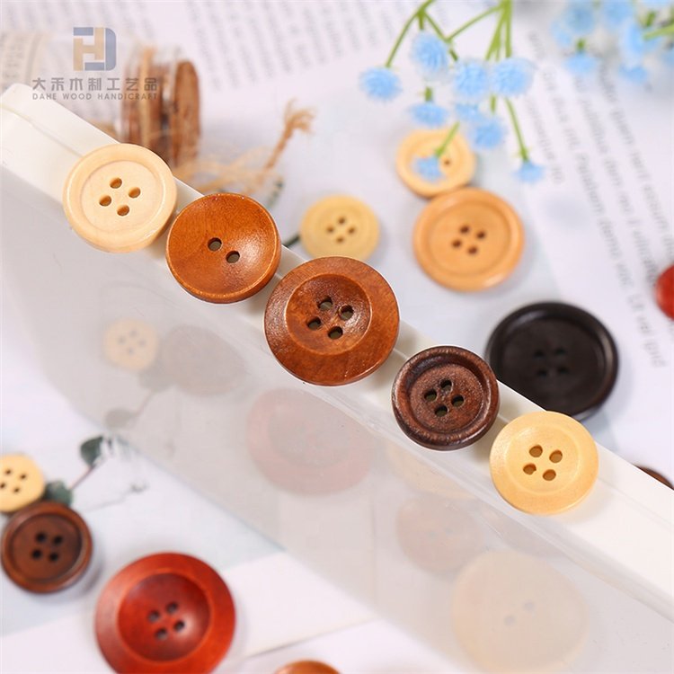 Wooden Button Printed Laser Engraved Wood Kids Buttons for Crafts Making and Sewing Project Machine Supplier