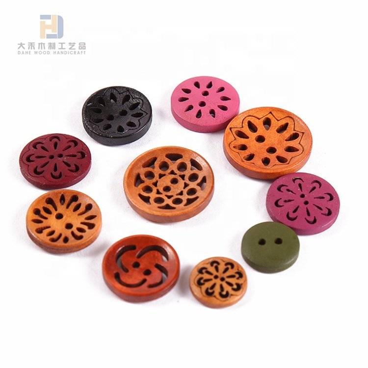 Wooden Button Printed Laser Engraved Wood Kids Buttons for Crafts Making and Sewing Project Machine Supplier