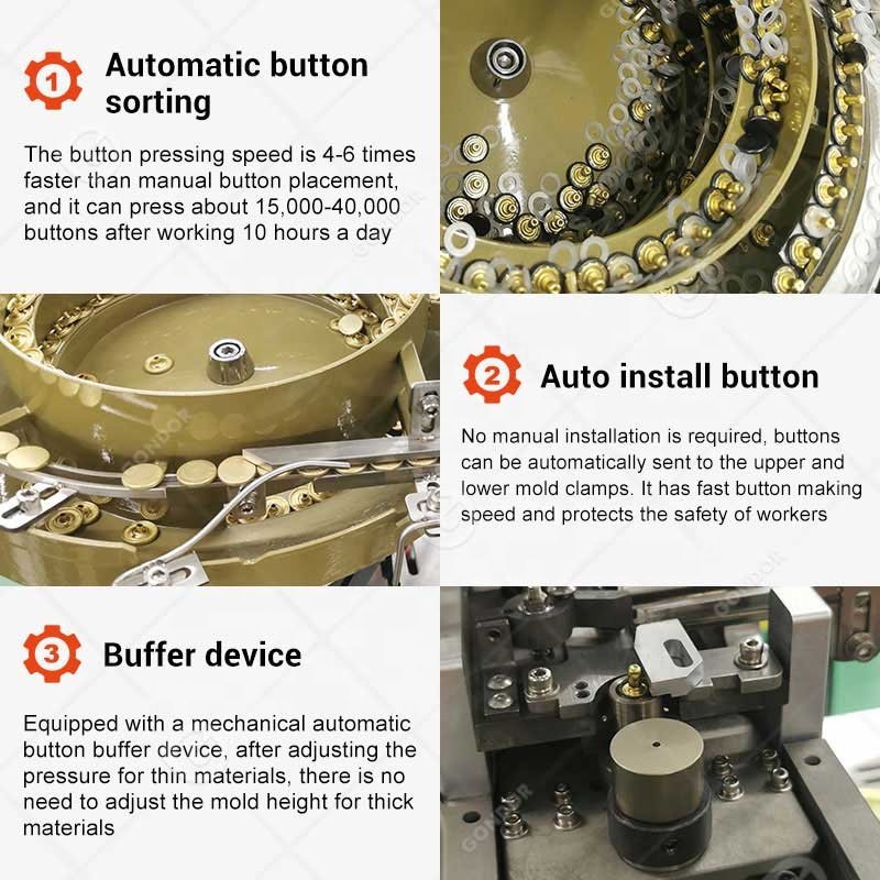 Automatic Eyelet Buttonhole Electric Snap Plastic Button Press Attaching Pressing Make Machine Price