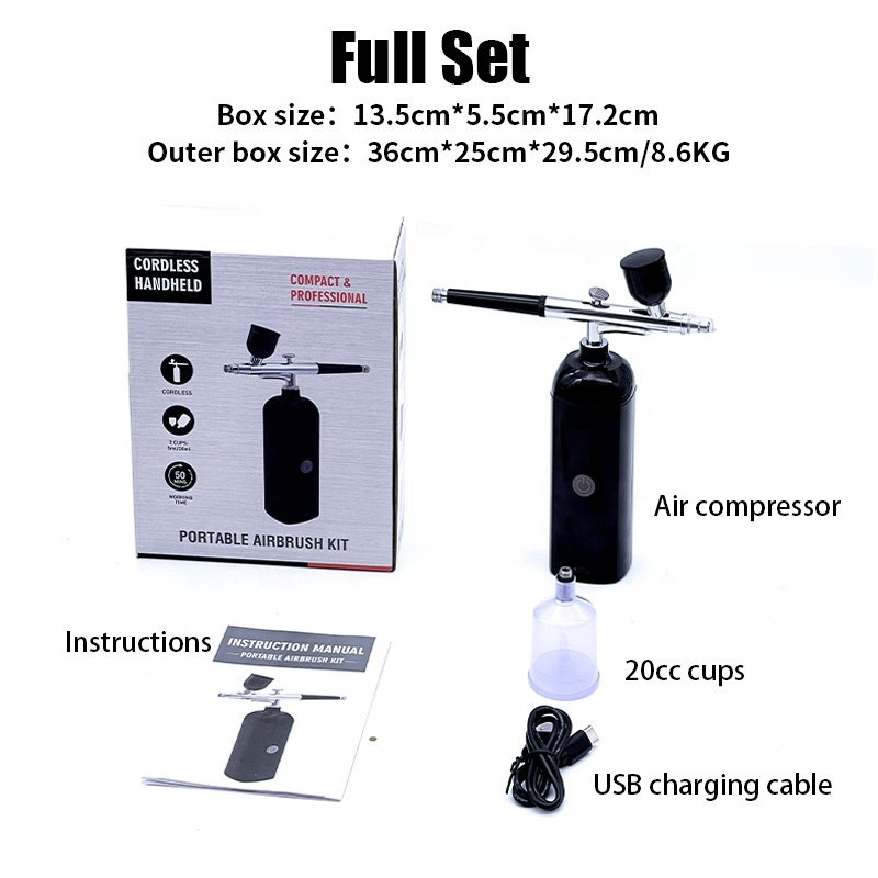 Ready to Spray Acrylic Air brush Paint Kit Portable NEW Cake Decor Tattoo Air Brush Machine