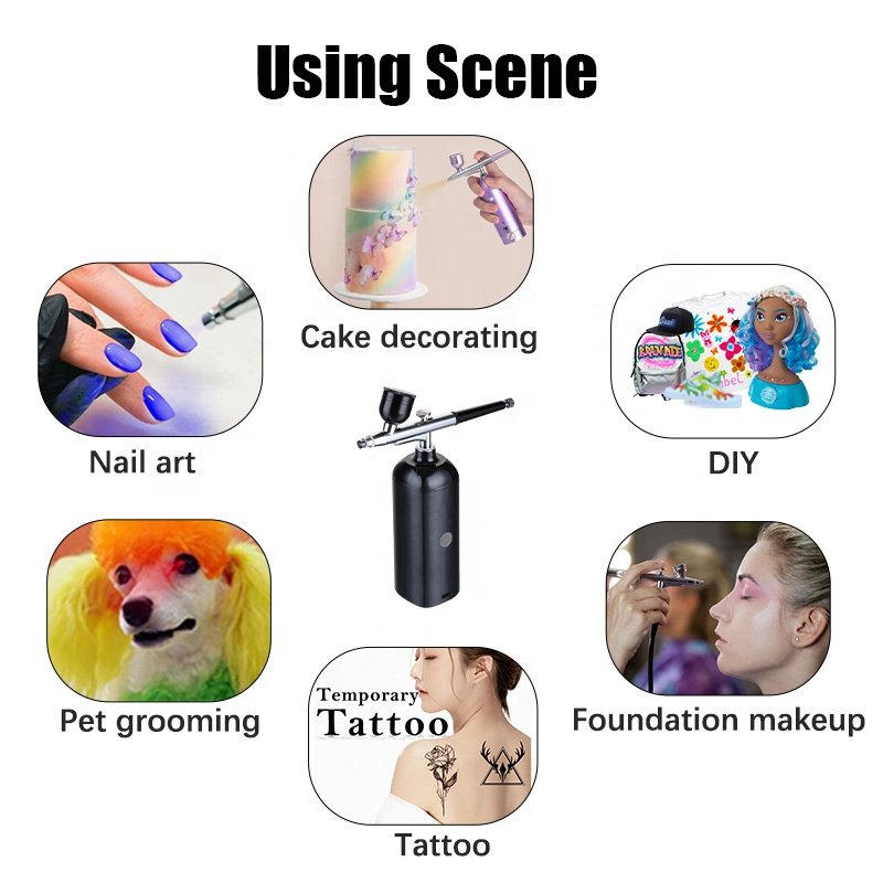 Ready to Spray Acrylic Air brush Paint Kit Portable NEW Cake Decor Tattoo Air Brush Machine