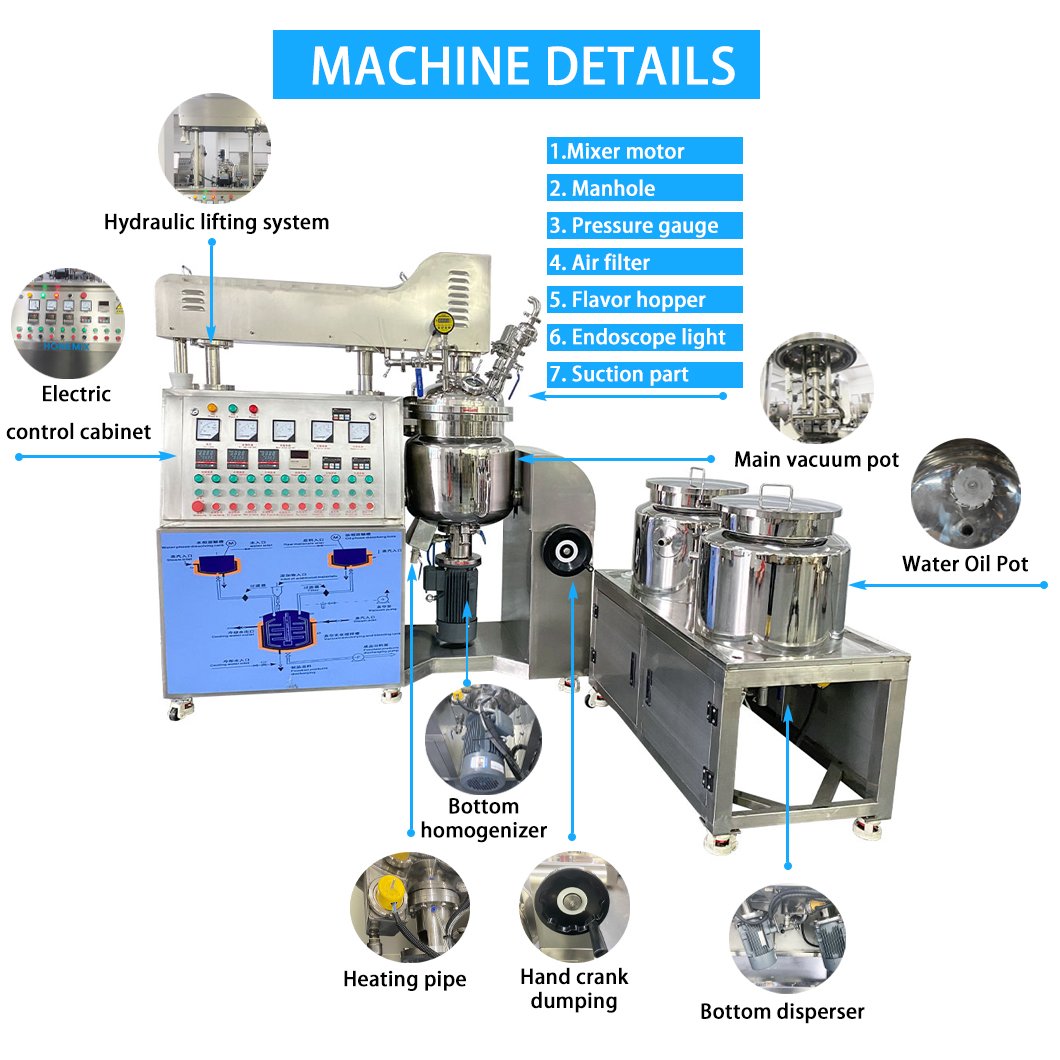 cosmetic soap making machine lifting homogenizer mixer vacuum 30l 50-100l face cream body lotion making machine