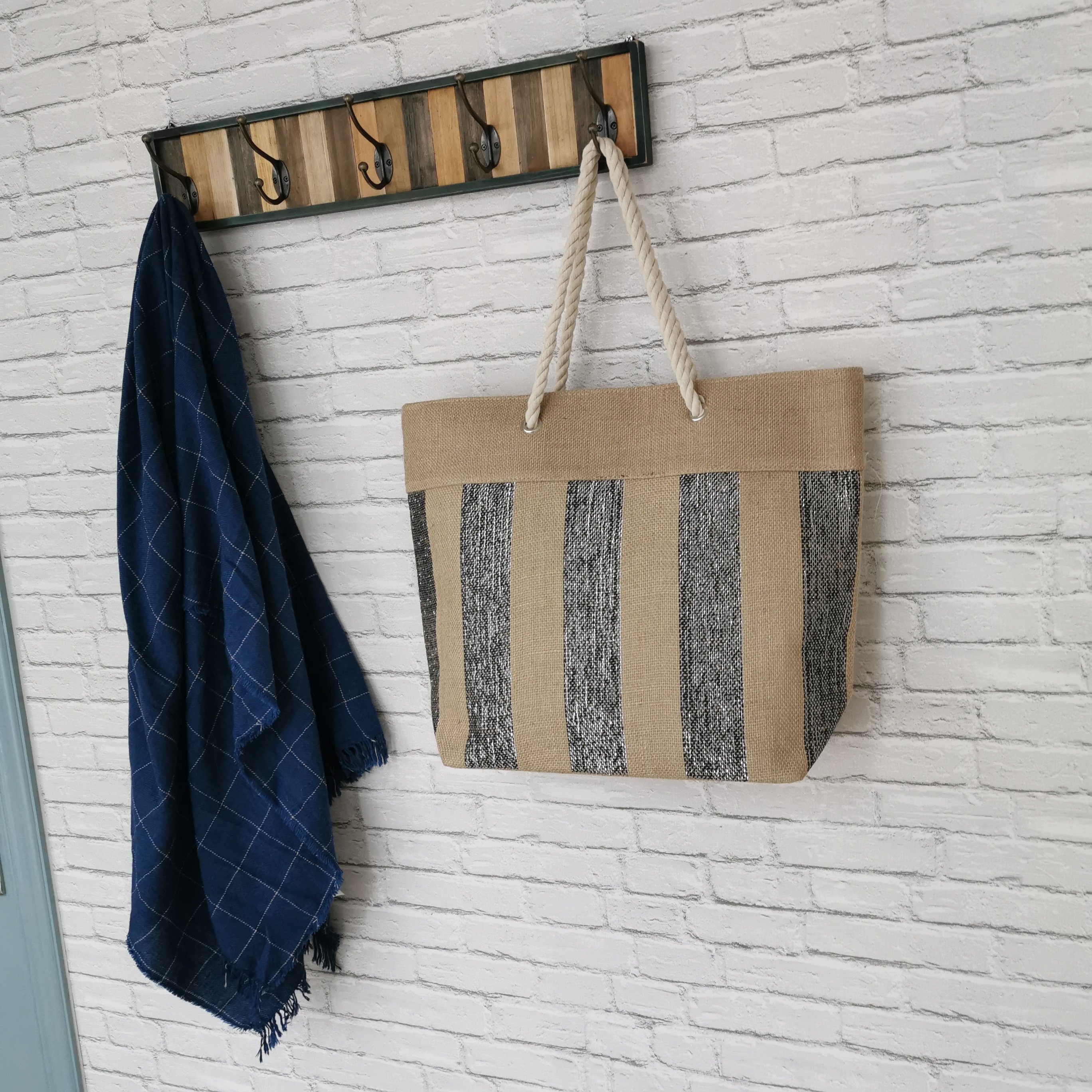 High Quality Reusable Jute bag heavy duty fabric lining beach tote bag LOGO printed custom bag