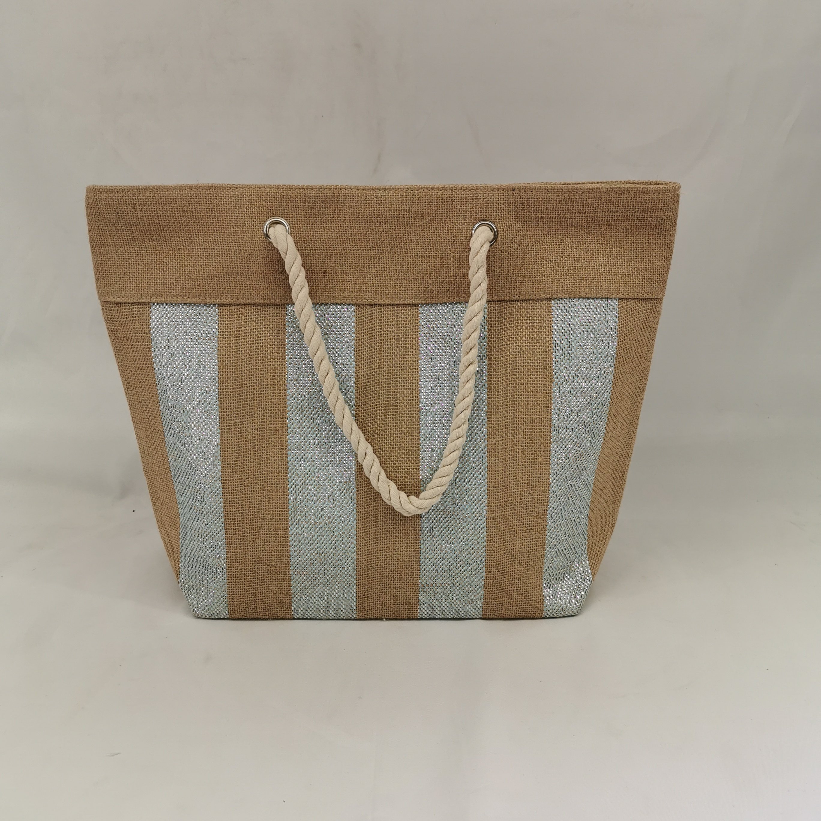 High Quality Reusable Jute bag heavy duty fabric lining beach tote bag LOGO printed custom bag