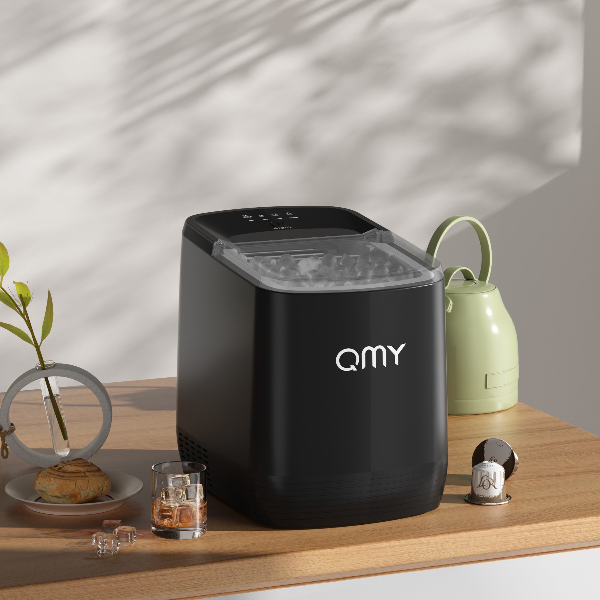 Household Compact Countertop Automatic Compressor Cooling Portable Home Mini Round Ice Cube Ice Maker Making Machine