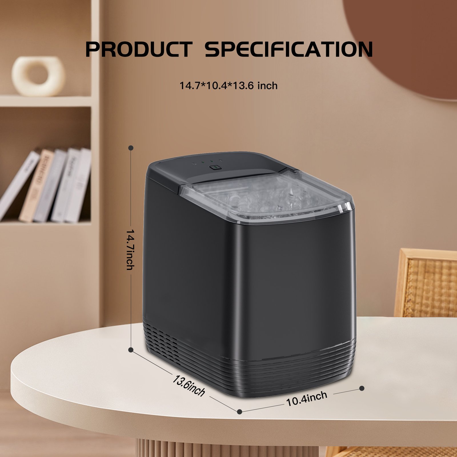 Household Compact Countertop Automatic Compressor Cooling Portable Home Mini Round Ice Cube Ice Maker Making Machine