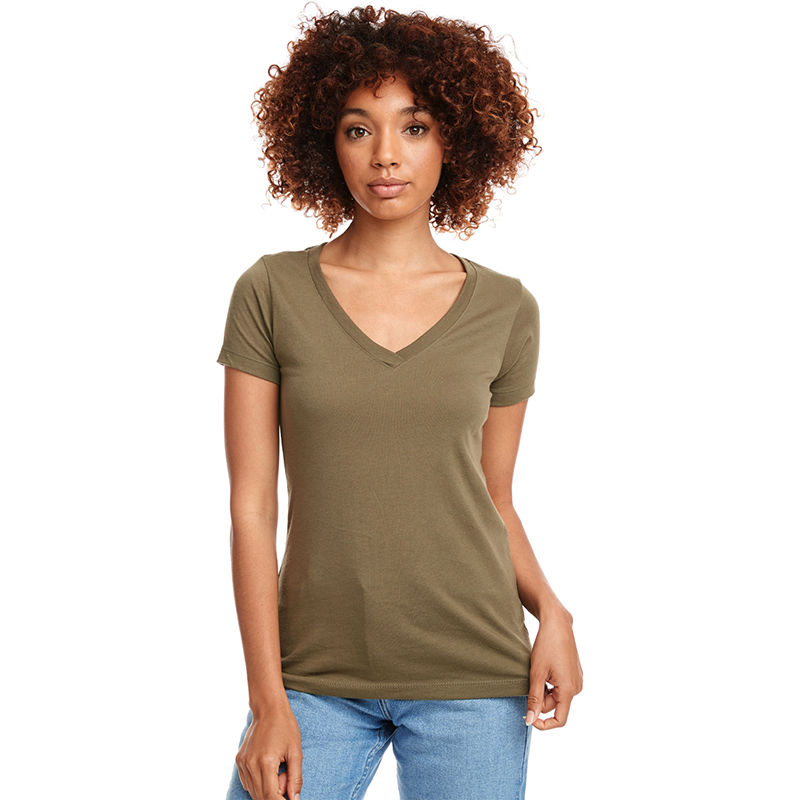 Custom women's Ideal V bamboo V neck tee shirt made from light weight sustainable bamboo viscose fiber fabrics with private tags