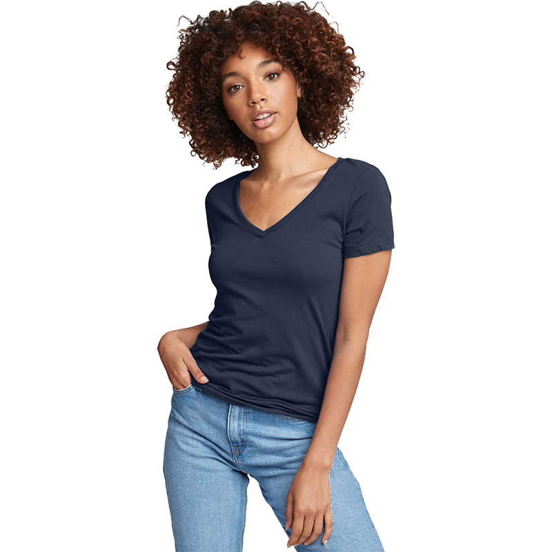 Custom women's Ideal V bamboo V neck tee shirt made from light weight sustainable bamboo viscose fiber fabrics with private tags