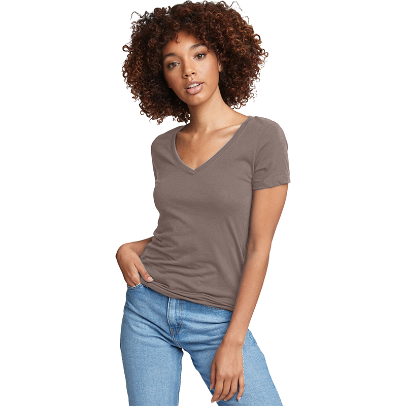 Custom women's Ideal V bamboo V neck tee shirt made from light weight sustainable bamboo viscose fiber fabrics with private tags