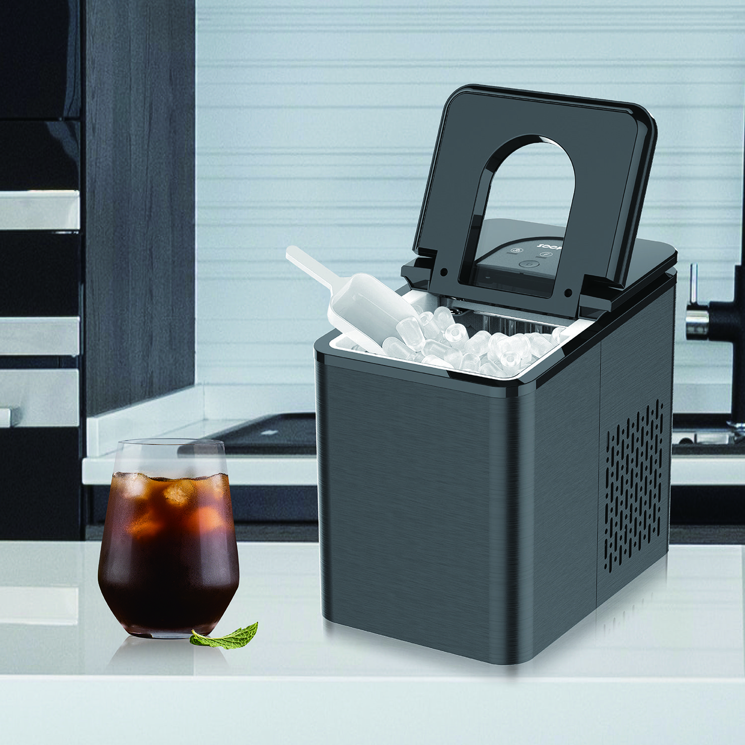 AQUART IC1202 Small Mini Countertop Size Home Use Ice Cube Machine Pellet Ice Making Machine Kitchen Bar