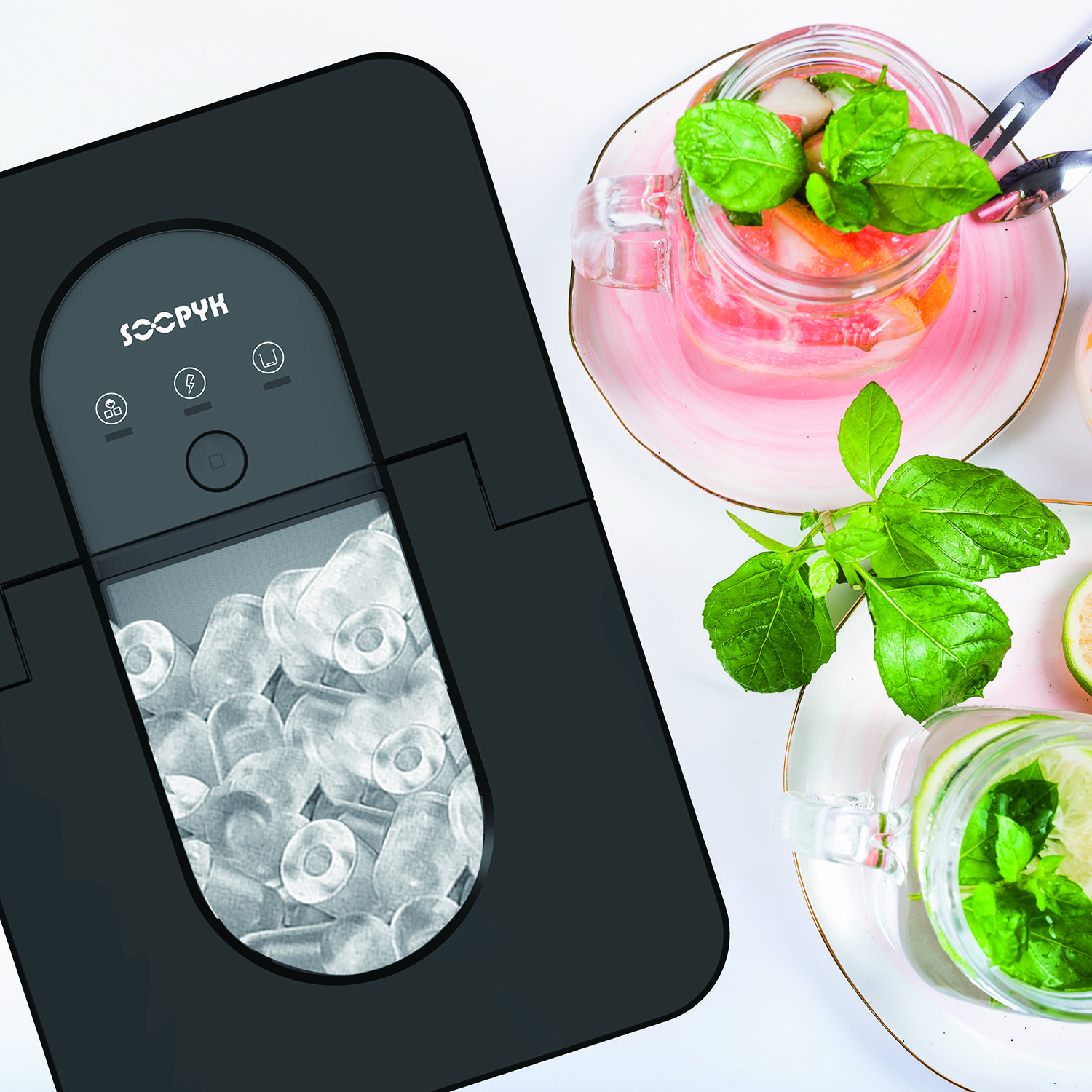 AQUART IC1202 Small Mini Countertop Size Home Use Ice Cube Machine Pellet Ice Making Machine Kitchen Bar