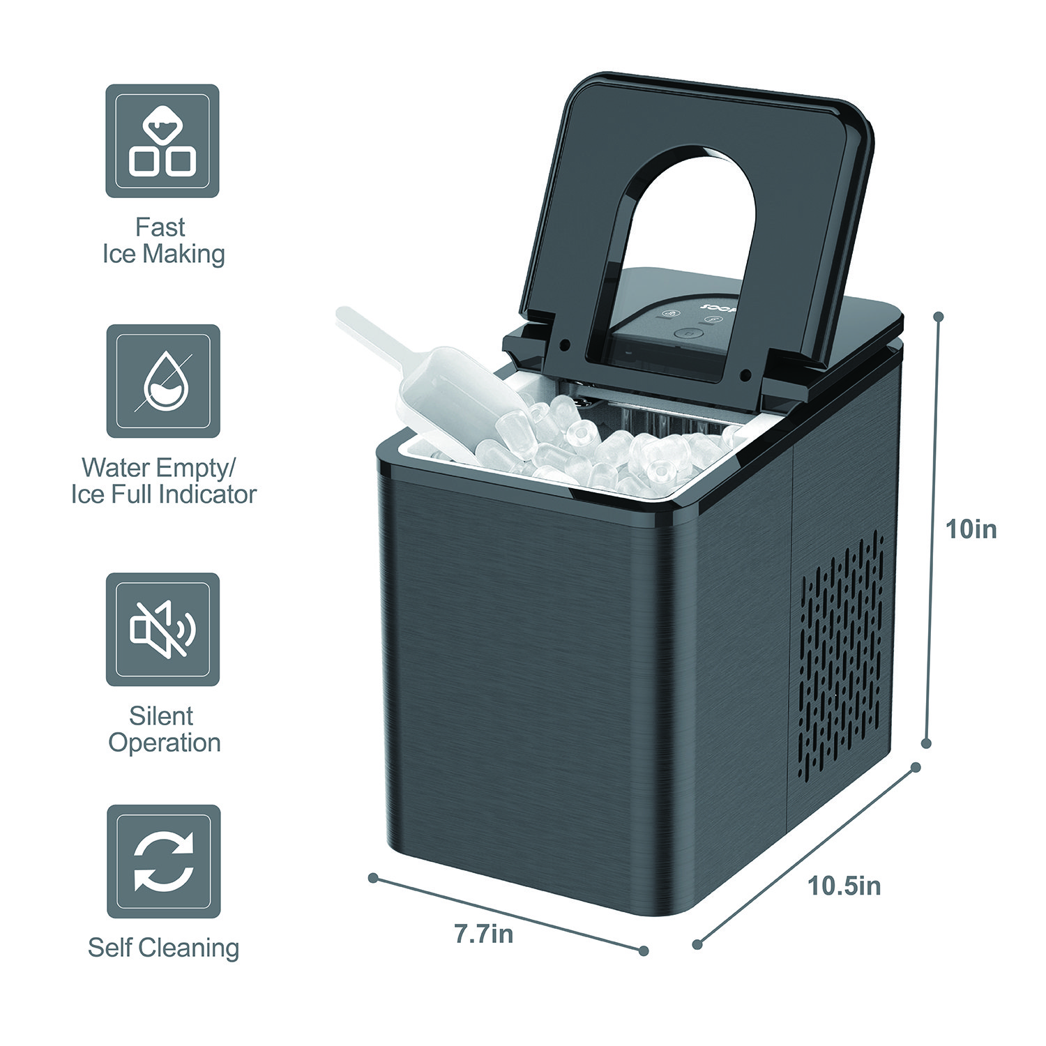 AQUART IC1202 Small Mini Countertop Size Home Use Ice Cube Machine Pellet Ice Making Machine Kitchen Bar