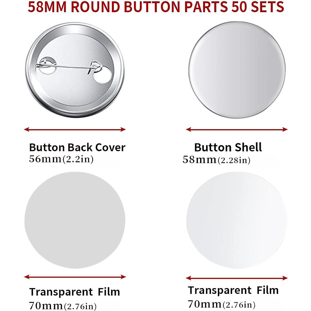 1000 pcs 58mm Blank Button Parts Button Supplie Round Button Making Supplies