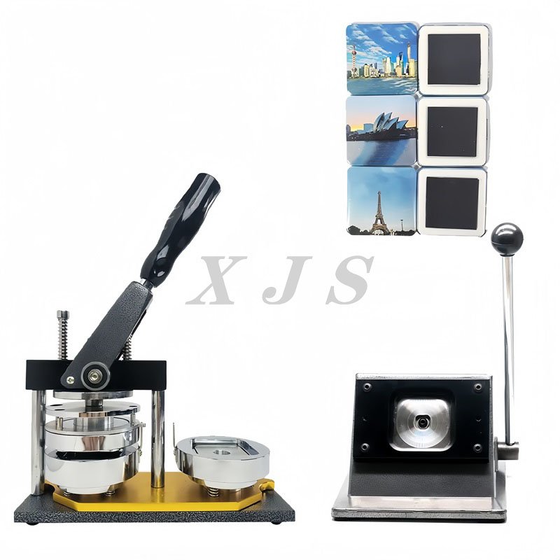 Square 50 * 50mm badge manufacturing machine+cutting machine+1000 refrigerator magnet materials
