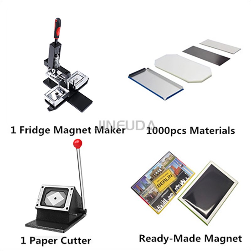 80*53mm Rectangular Shape Button Badge Making Machine DIY Fridge Magnet+Cutter+1000pcs Materials